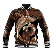 Father's Day Polynesian Pattern Baseball Jacket Tropical Humpback Whale
