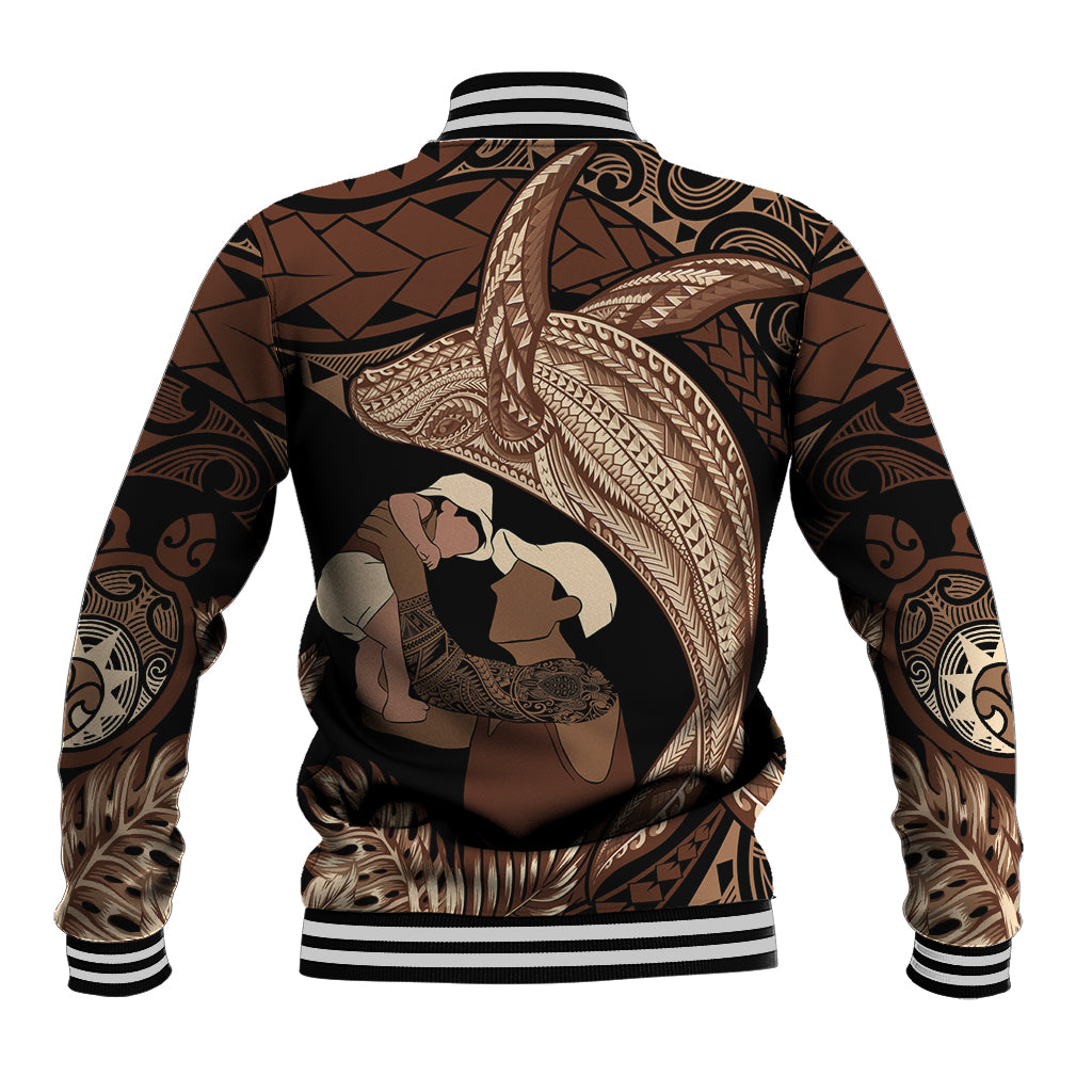 Father's Day Polynesian Pattern Baseball Jacket Tropical Humpback Whale