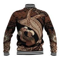 Father's Day Polynesian Pattern Baseball Jacket Tropical Humpback Whale