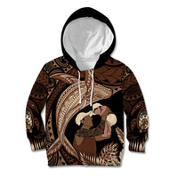 Father's Day Polynesian Pattern Kid Hoodie Tropical Humpback Whale