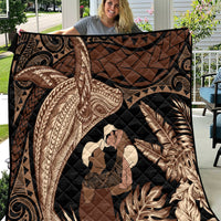 Father's Day Polynesian Pattern Quilt Tropical Humpback Whale LT7 Brown - Polynesian Pride