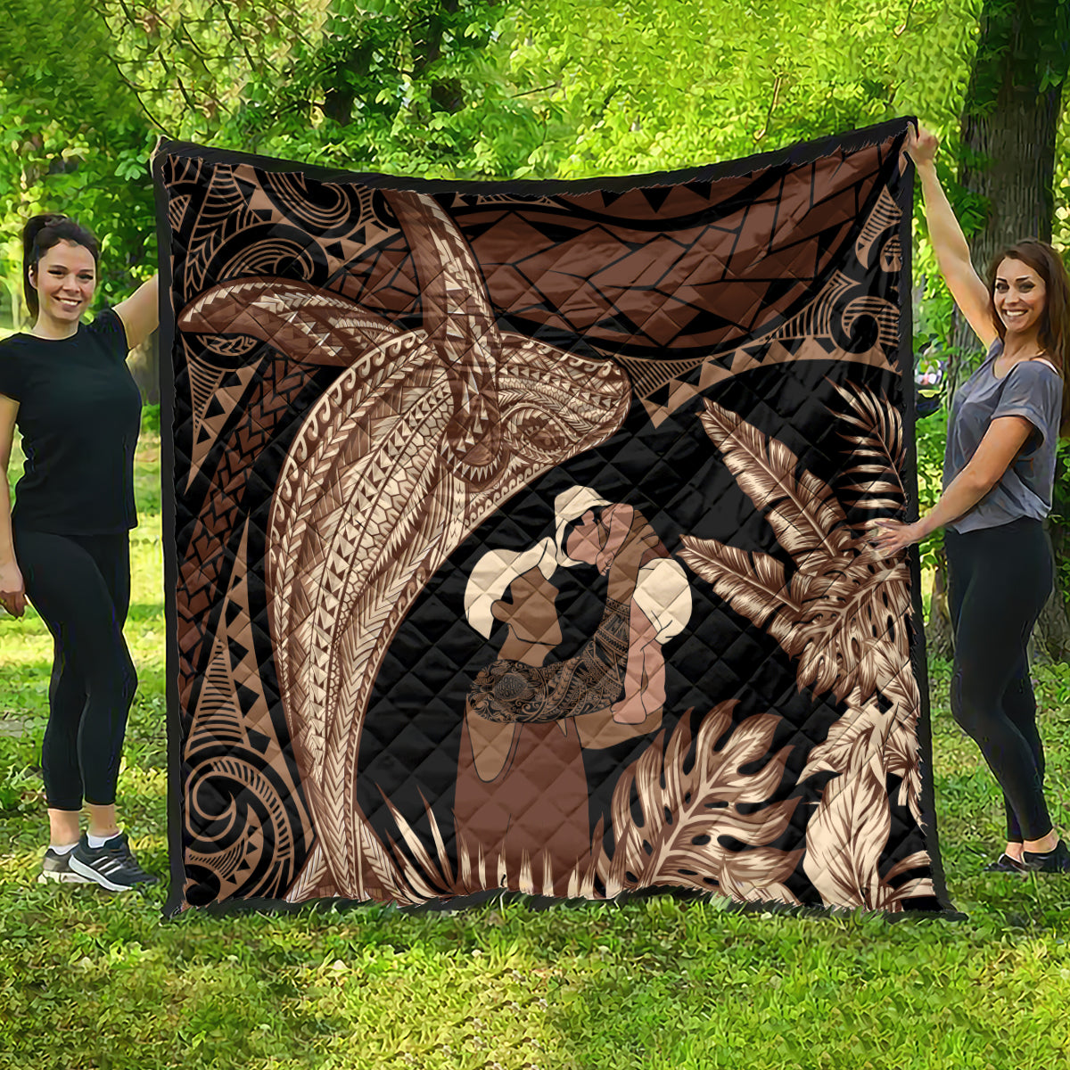 Father's Day Polynesian Pattern Quilt Tropical Humpback Whale LT7 - Polynesian Pride