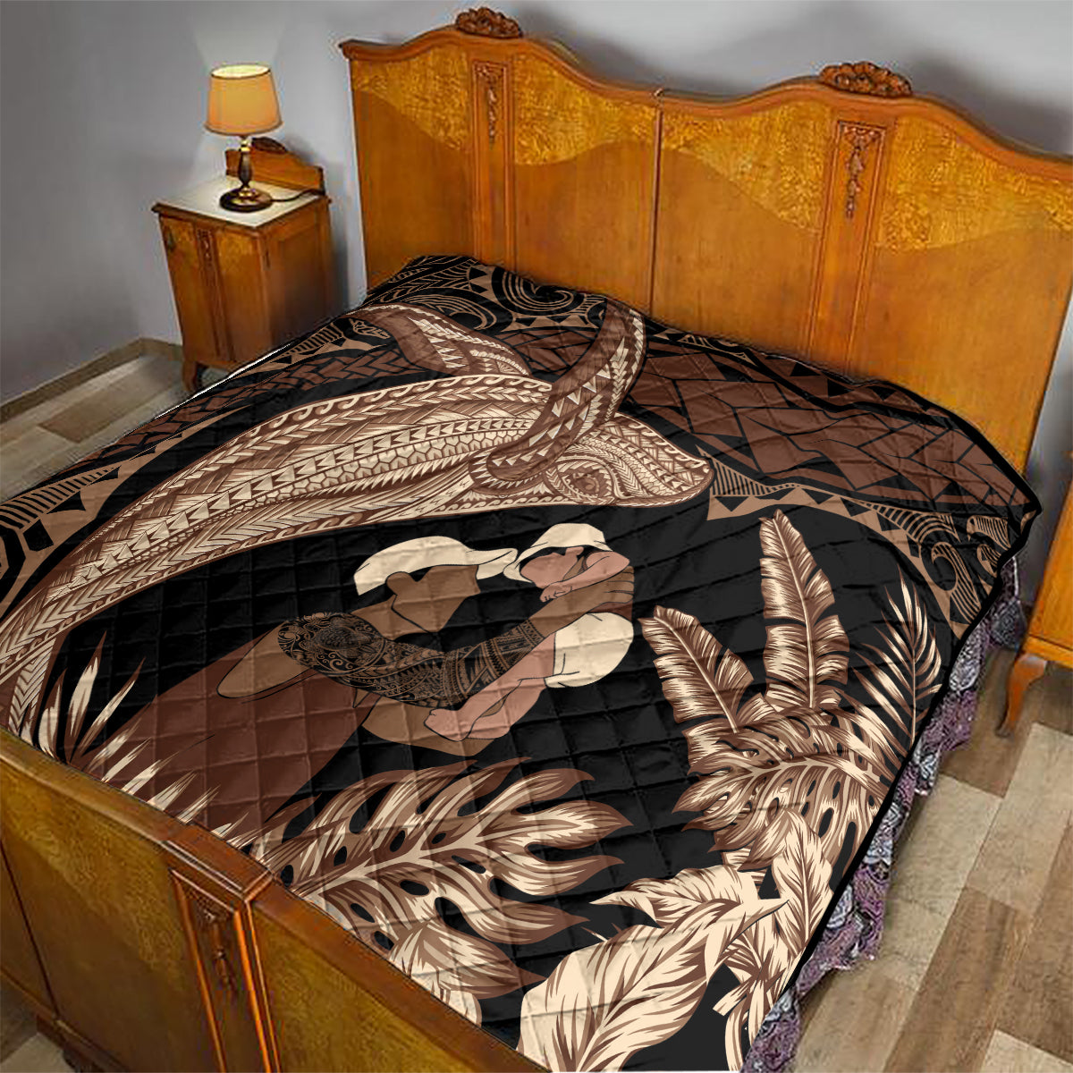 Father's Day Polynesian Pattern Quilt Tropical Humpback Whale LT7 - Polynesian Pride