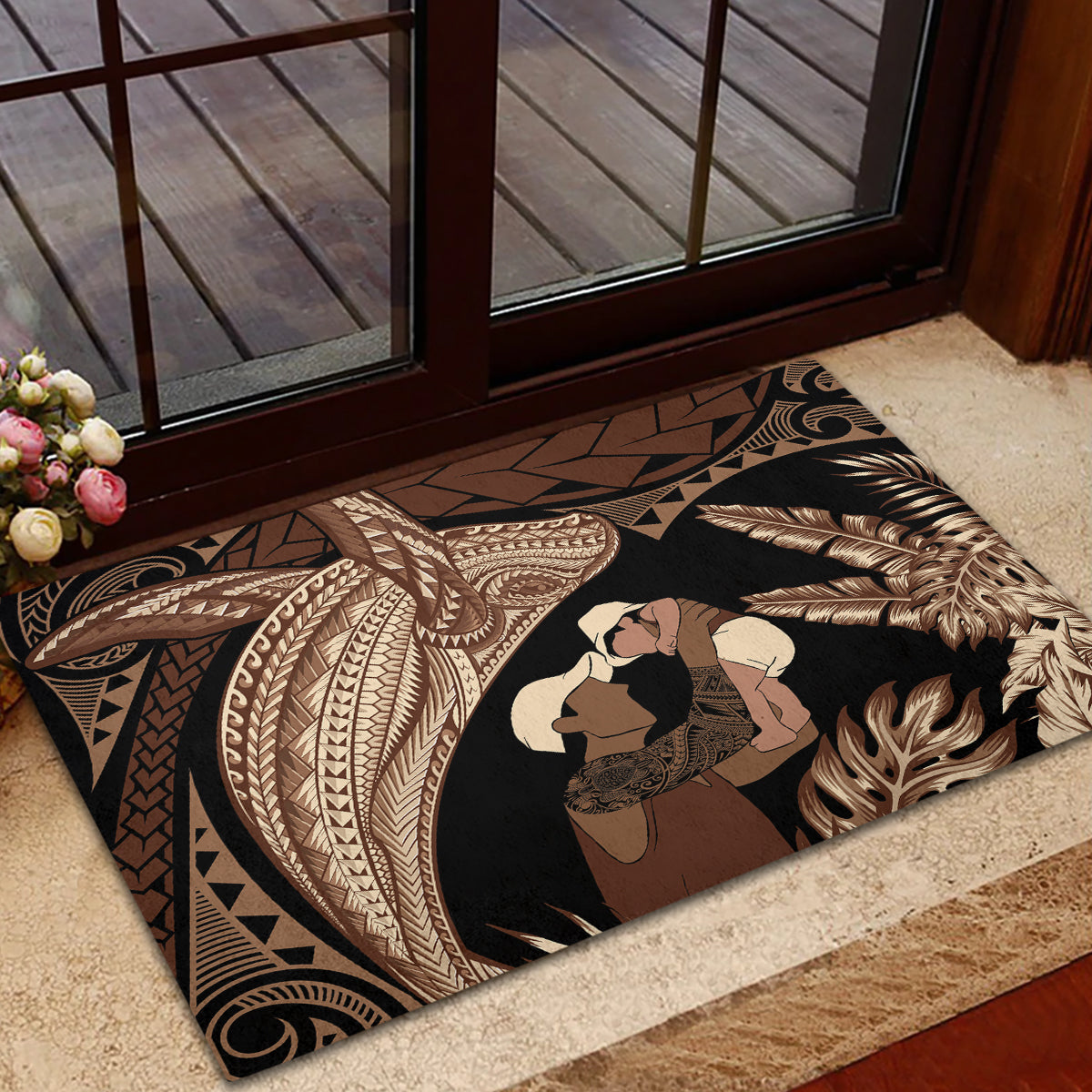 Father's Day Polynesian Pattern Rubber Doormat Tropical Humpback Whale LT7 - Polynesian Pride