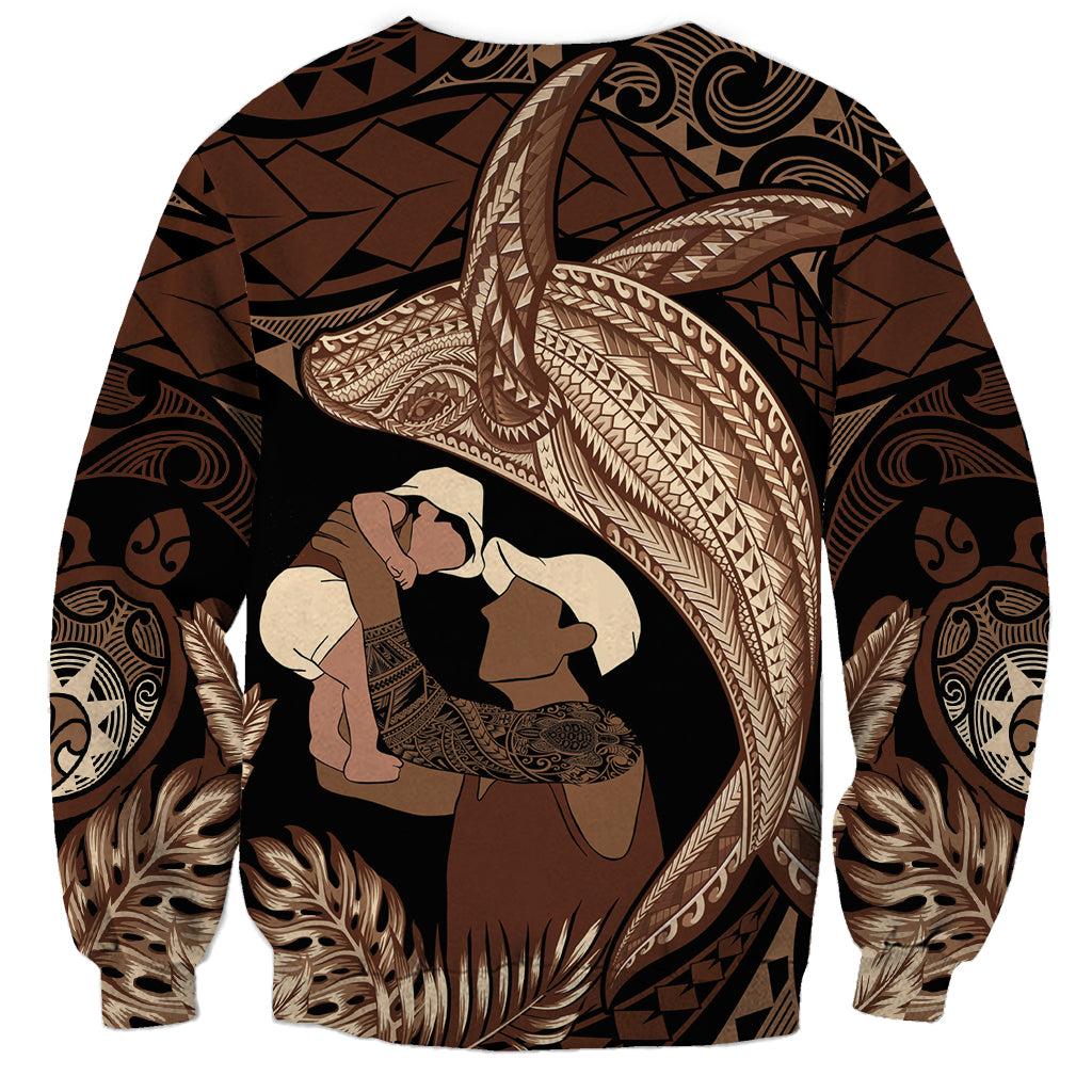 Father's Day Polynesian Pattern Sweatshirt Tropical Humpback Whale LT7 - Polynesian Pride