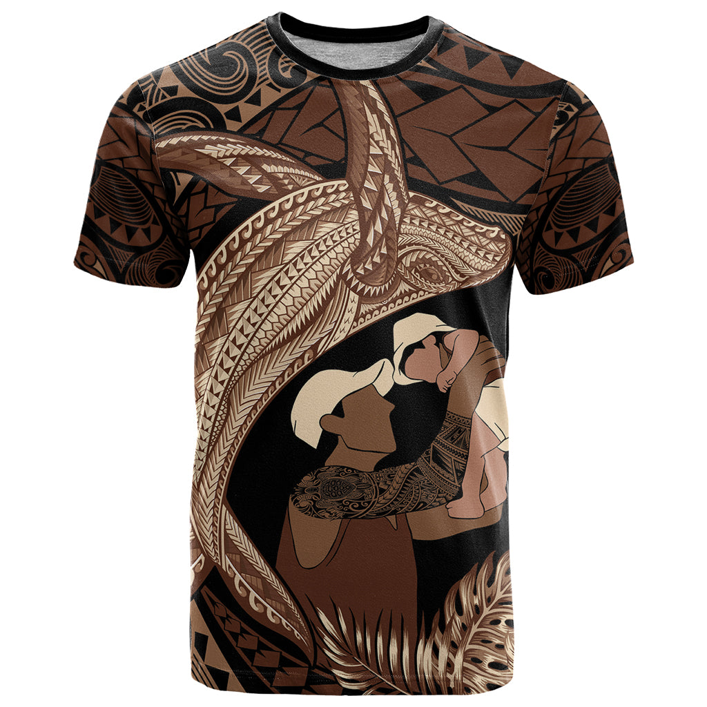 Father's Day Polynesian Pattern T Shirt Tropical Humpback Whale LT7 Brown - Polynesian Pride