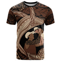 Father's Day Polynesian Pattern T Shirt Tropical Humpback Whale LT7 Brown - Polynesian Pride