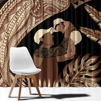 Father's Day Polynesian Pattern Window Curtain Tropical Humpback Whale