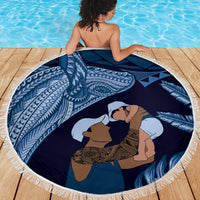 Father's Day Polynesian Pattern Beach Blanket Tropical Humpback Whale - Navy LT7 - Polynesian Pride