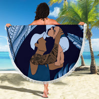 Father's Day Polynesian Pattern Beach Blanket Tropical Humpback Whale - Navy LT7 - Polynesian Pride