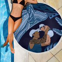 Father's Day Polynesian Pattern Beach Blanket Tropical Humpback Whale - Navy LT7 - Polynesian Pride