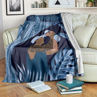 Father's Day Polynesian Pattern Blanket Tropical Humpback Whale - Navy LT7 Navy Blue - Polynesian Pride