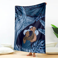 Father's Day Polynesian Pattern Blanket Tropical Humpback Whale - Navy LT7 - Polynesian Pride