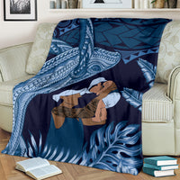 Father's Day Polynesian Pattern Blanket Tropical Humpback Whale - Navy LT7 - Polynesian Pride