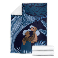Father's Day Polynesian Pattern Blanket Tropical Humpback Whale - Navy LT7 - Polynesian Pride