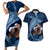 Father's Day Polynesian Pattern Couples Matching Short Sleeve Bodycon Dress and Hawaiian Shirt Tropical Humpback Whale - Navy