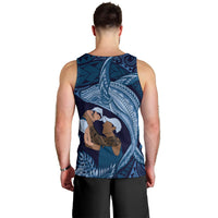 Father's Day Polynesian Pattern Men Tank Top Tropical Humpback Whale - Navy LT7 - Polynesian Pride