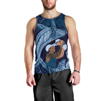 Father's Day Polynesian Pattern Men Tank Top Tropical Humpback Whale - Navy LT7 - Polynesian Pride
