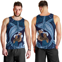 Father's Day Polynesian Pattern Men Tank Top Tropical Humpback Whale - Navy LT7 - Polynesian Pride