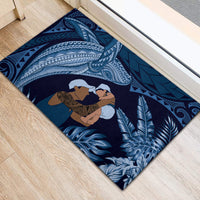 Father's Day Polynesian Pattern Rubber Doormat Tropical Humpback Whale - Navy LT7 - Polynesian Pride