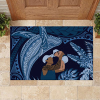 Father's Day Polynesian Pattern Rubber Doormat Tropical Humpback Whale - Navy LT7 - Polynesian Pride