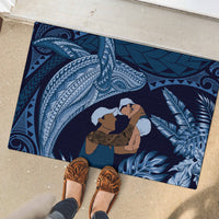 Father's Day Polynesian Pattern Rubber Doormat Tropical Humpback Whale - Navy LT7 - Polynesian Pride