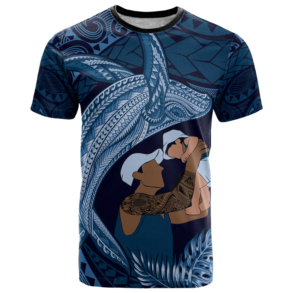 Father's Day Polynesian Pattern T Shirt Tropical Humpback Whale - Navy LT7 Navy Blue - Polynesian Pride