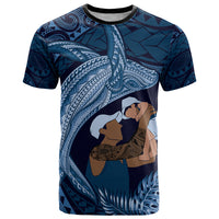Father's Day Polynesian Pattern T Shirt Tropical Humpback Whale - Navy LT7 Navy Blue - Polynesian Pride