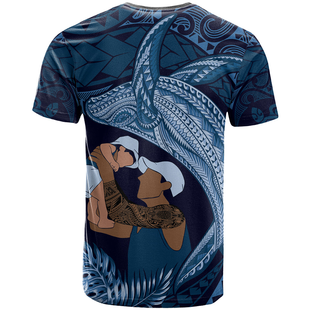 Father's Day Polynesian Pattern T Shirt Tropical Humpback Whale - Navy LT7 - Polynesian Pride