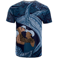 Father's Day Polynesian Pattern T Shirt Tropical Humpback Whale - Navy LT7 - Polynesian Pride