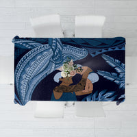 Father's Day Polynesian Pattern Tablecloth Tropical Humpback Whale - Navy LT7 Navy Blue - Polynesian Pride