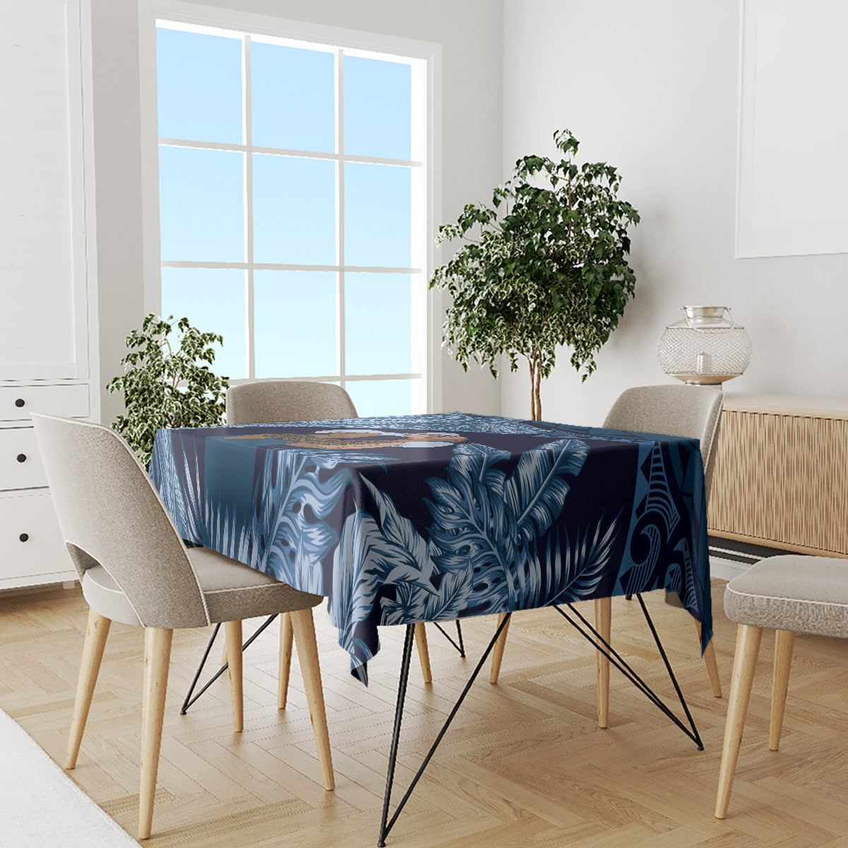 Father's Day Polynesian Pattern Tablecloth Tropical Humpback Whale - Navy LT7 - Polynesian Pride