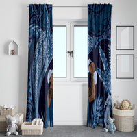 Father's Day Polynesian Pattern Window Curtain Tropical Humpback Whale - Navy LT7 - Polynesian Pride