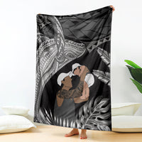Father's Day Polynesian Pattern Blanket Tropical Humpback Whale - Black LT7 - Polynesian Pride