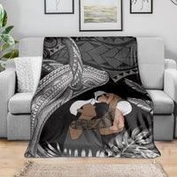 Father's Day Polynesian Pattern Blanket Tropical Humpback Whale - Black LT7 - Polynesian Pride