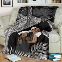 Father's Day Polynesian Pattern Blanket Tropical Humpback Whale - Black LT7 - Polynesian Pride