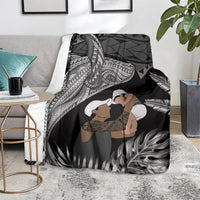 Father's Day Polynesian Pattern Blanket Tropical Humpback Whale - Black LT7 - Polynesian Pride