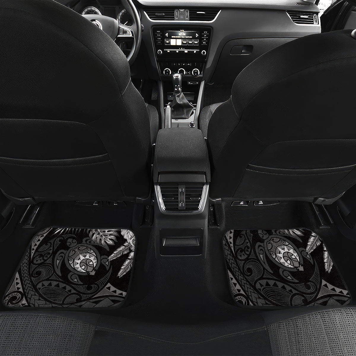 Father's Day Polynesian Pattern Car Mats Tropical Humpback Whale - Black