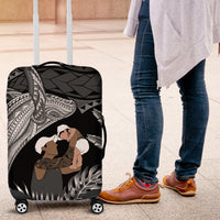 Father's Day Polynesian Pattern Luggage Cover Tropical Humpback Whale - Black