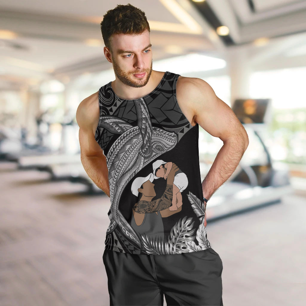 Father's Day Polynesian Pattern Men Tank Top Tropical Humpback Whale - Black LT7 Black - Polynesian Pride