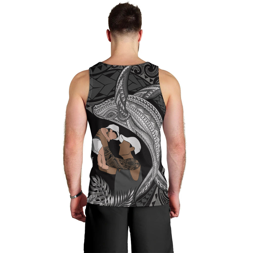 Father's Day Polynesian Pattern Men Tank Top Tropical Humpback Whale - Black LT7 - Polynesian Pride