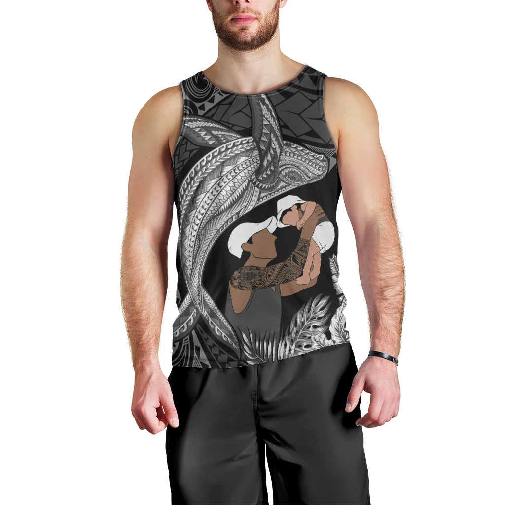 Father's Day Polynesian Pattern Men Tank Top Tropical Humpback Whale - Black LT7 - Polynesian Pride