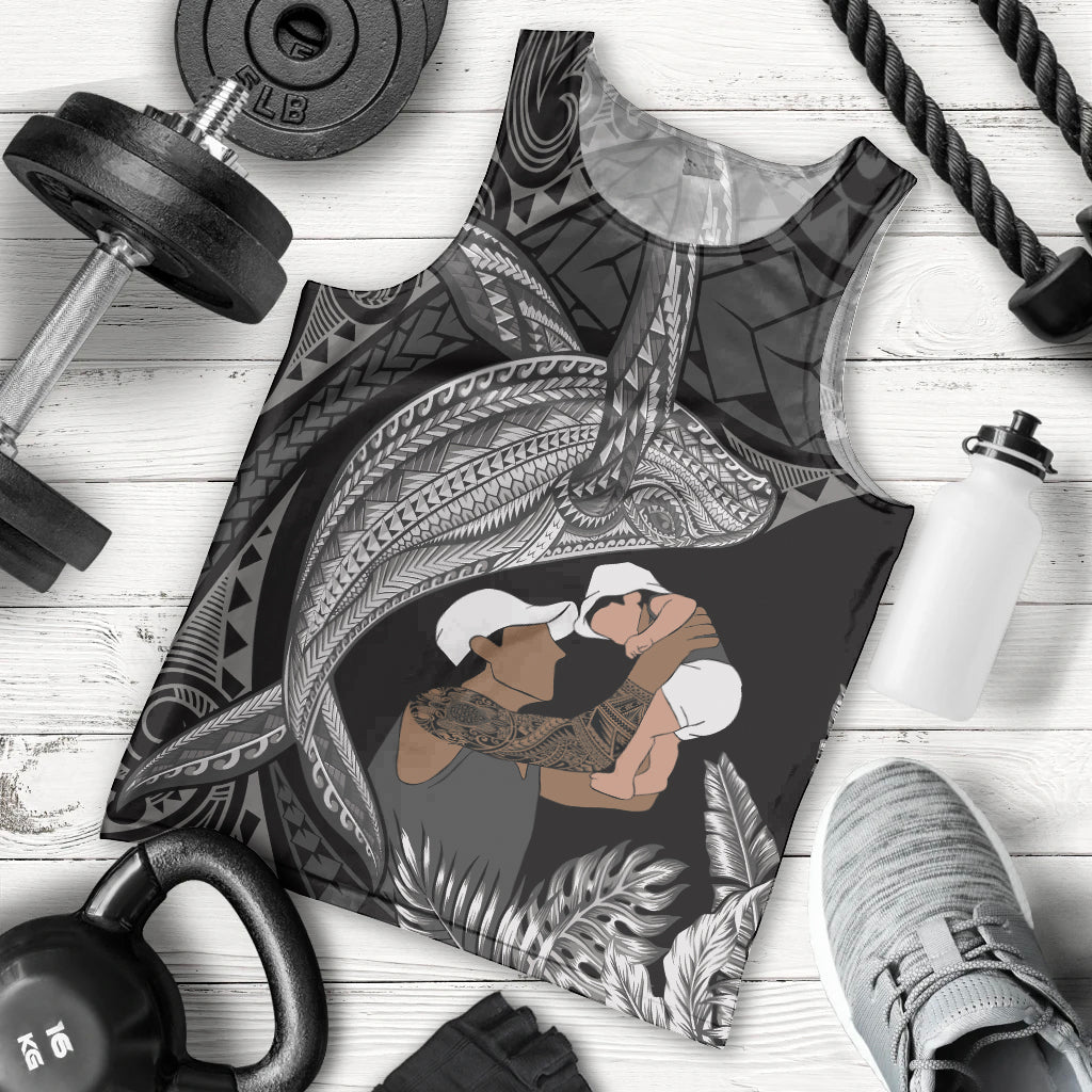 Father's Day Polynesian Pattern Men Tank Top Tropical Humpback Whale - Black LT7 - Polynesian Pride