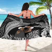 Father's Day Polynesian Pattern Sarong Tropical Humpback Whale - Black