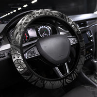 Father's Day Polynesian Pattern Steering Wheel Cover Tropical Humpback Whale - Black