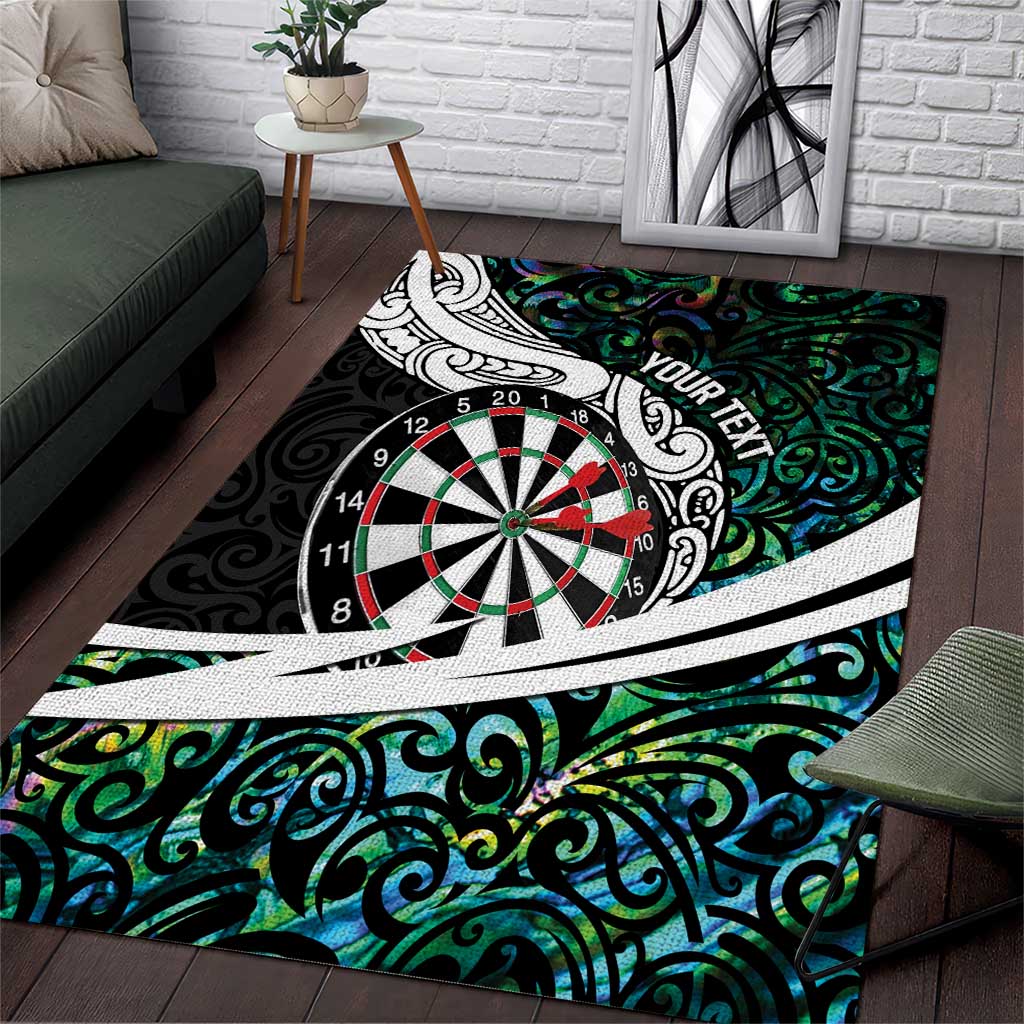 Personalized NZ Darts Area Rug Paua Shell Maori Koru Whakairo LT7 Colorful - Polynesian Pride