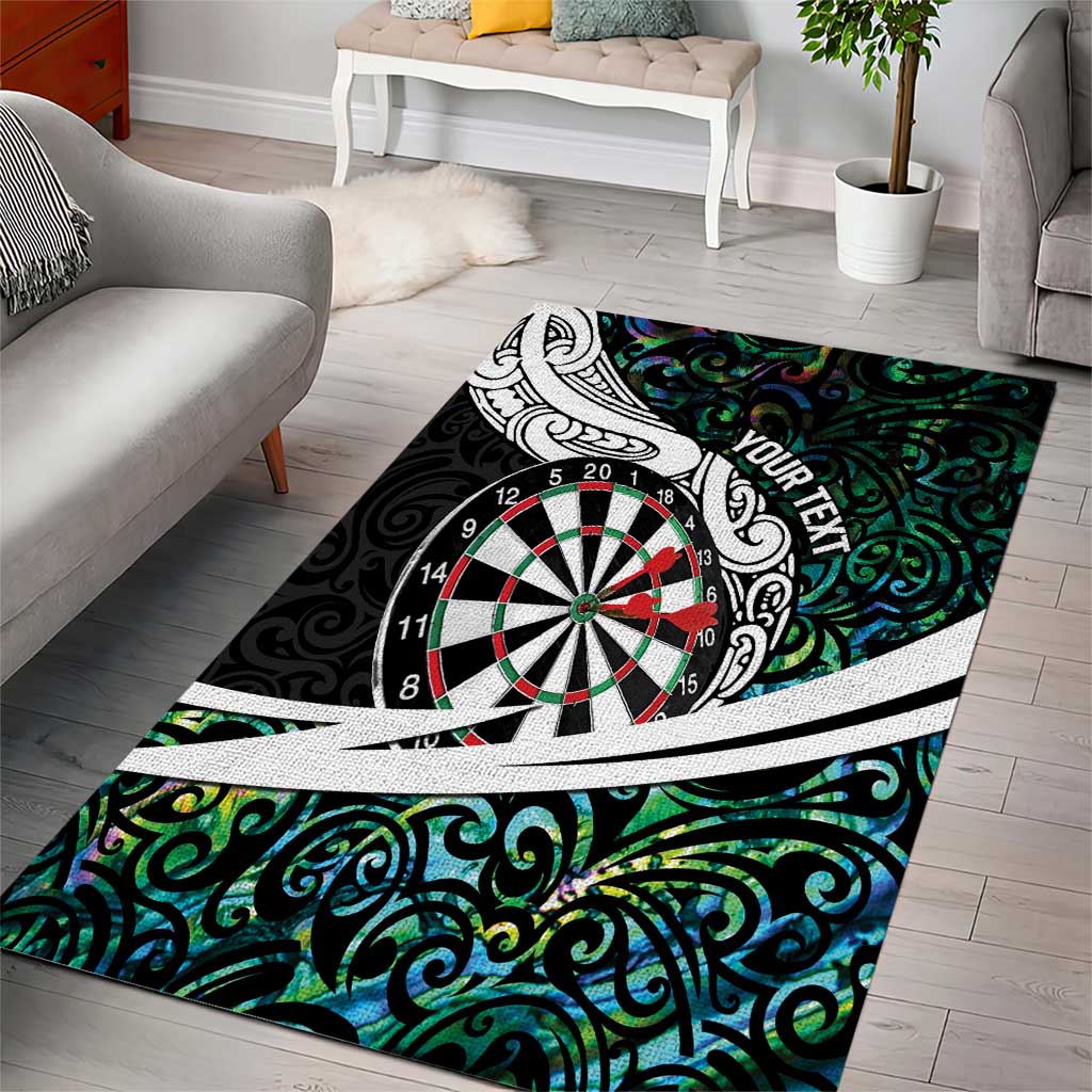 Personalized NZ Darts Area Rug Paua Shell Maori Koru Whakairo LT7 - Polynesian Pride