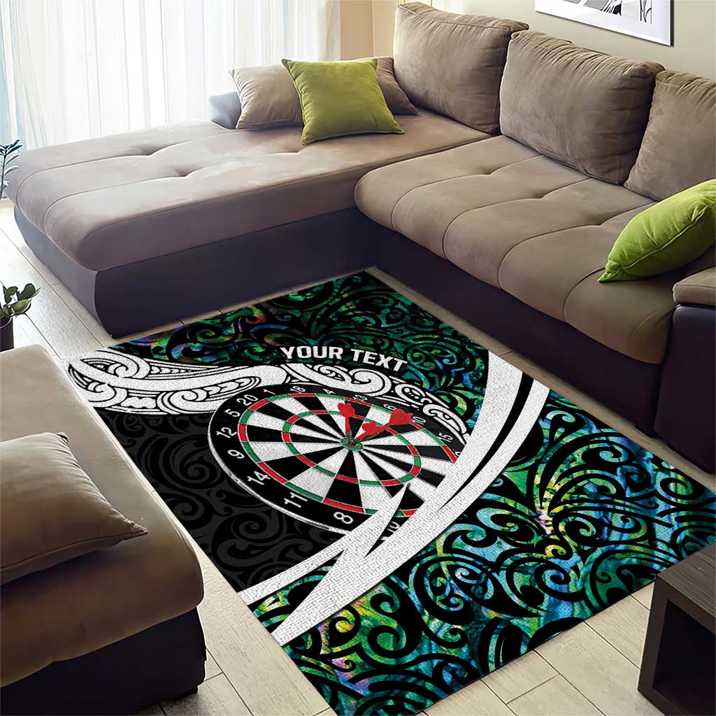 Personalized NZ Darts Area Rug Paua Shell Maori Koru Whakairo LT7 - Polynesian Pride