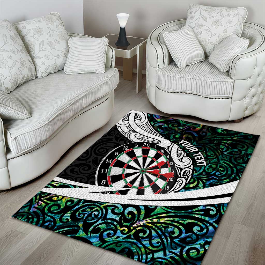 Personalized NZ Darts Area Rug Paua Shell Maori Koru Whakairo LT7 - Polynesian Pride