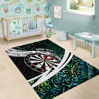 Personalized NZ Darts Area Rug Paua Shell Maori Koru Whakairo LT7 - Polynesian Pride